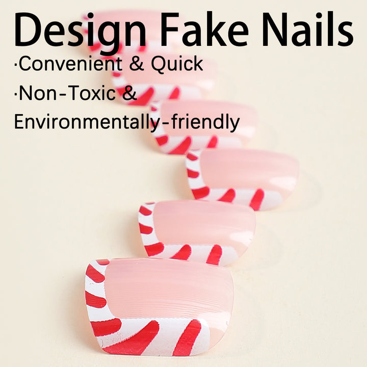 Creative nail art set with festive candy cane design Bowlift