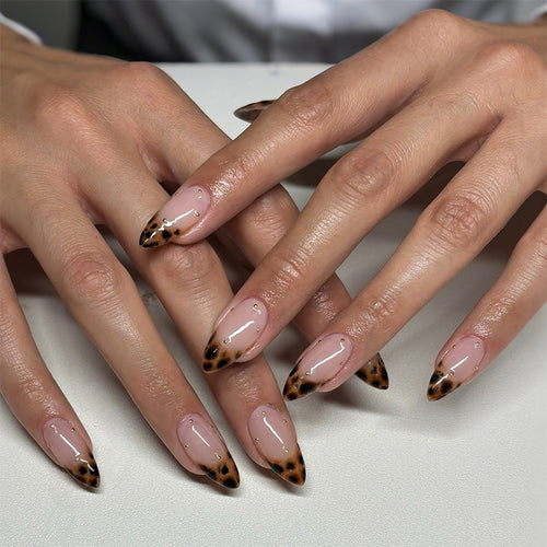 Stylish Faux Leopard Press-On Nails Bowlift