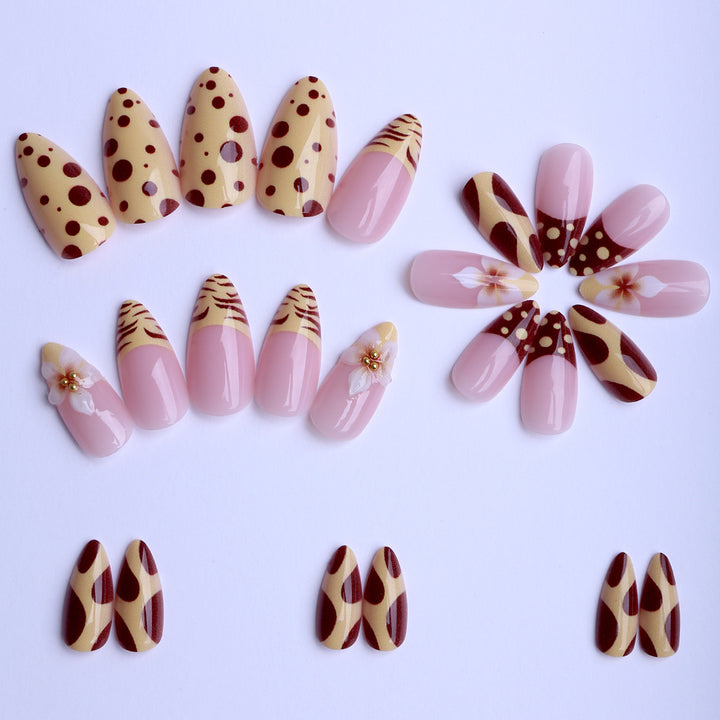 Artificial nails with creative floral design and unique watercolor patterns Bowlift