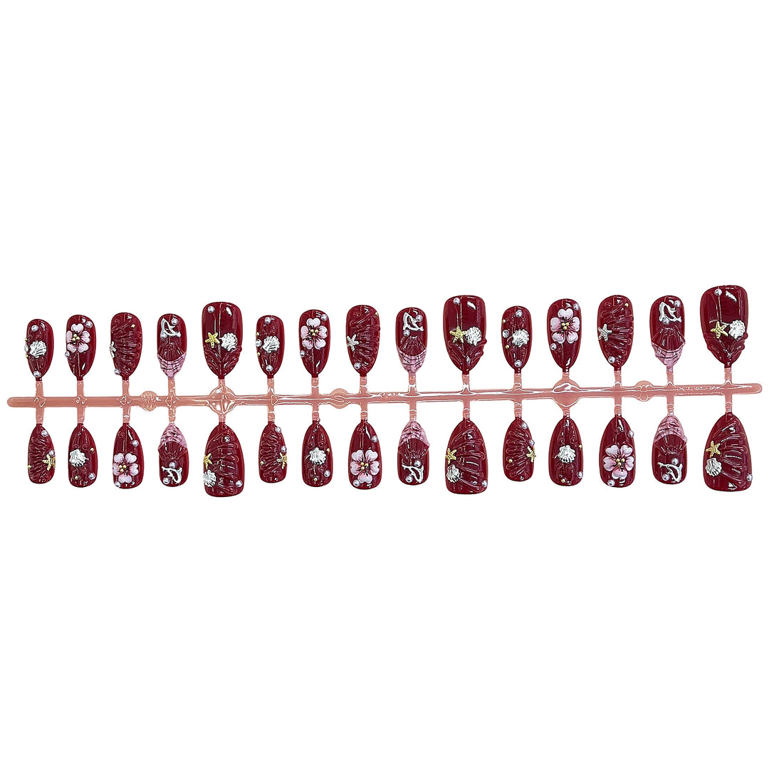 Artistic Floral Design Press-On Nail Set Bowlift 1787225330