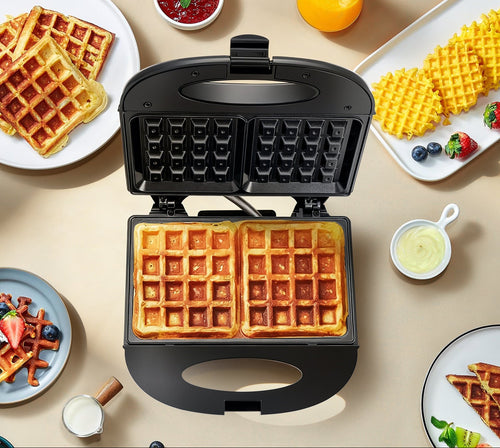 Non-Stick Belgian Waffle Maker with Adjustable Temperature Control Bowlift
