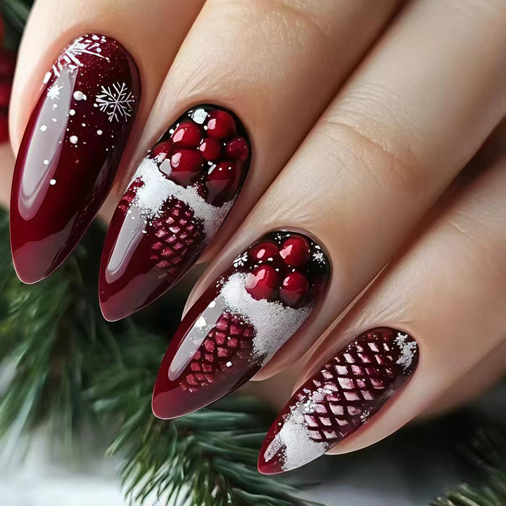 Artificial nails with festive winter design Bowlift