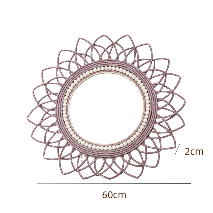 Decorative wall mirror with rattan frame Bowlift