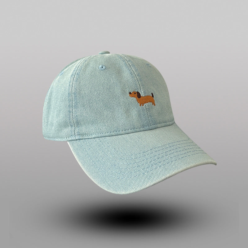 Women's Casual Embroidered Dog Theme Baseball Cap Bowlift