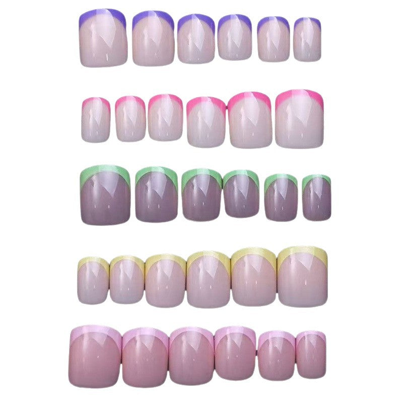 Artificial Nail Set with Flexible French Tips Bowlift