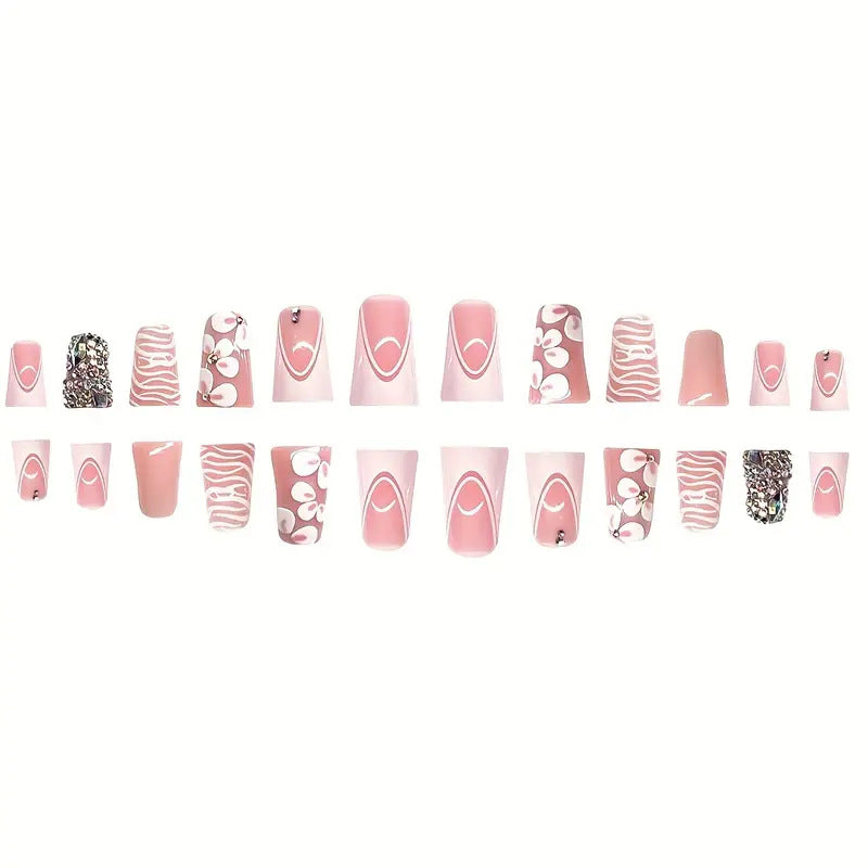 Glamorous 3D Floral Press-On Nail Art Bowlift