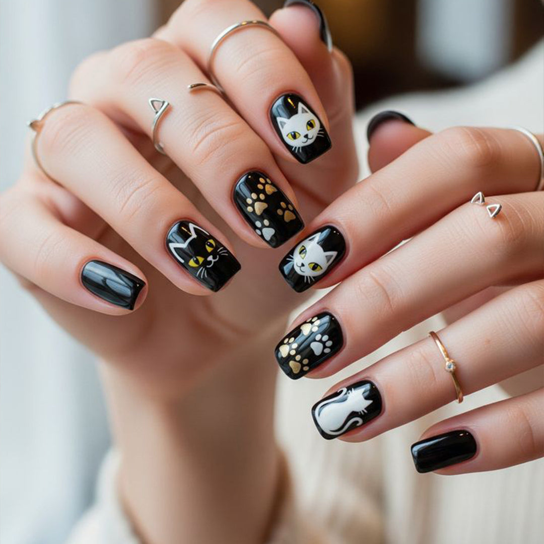 Cat-Themed Nail Art Set Bowlift