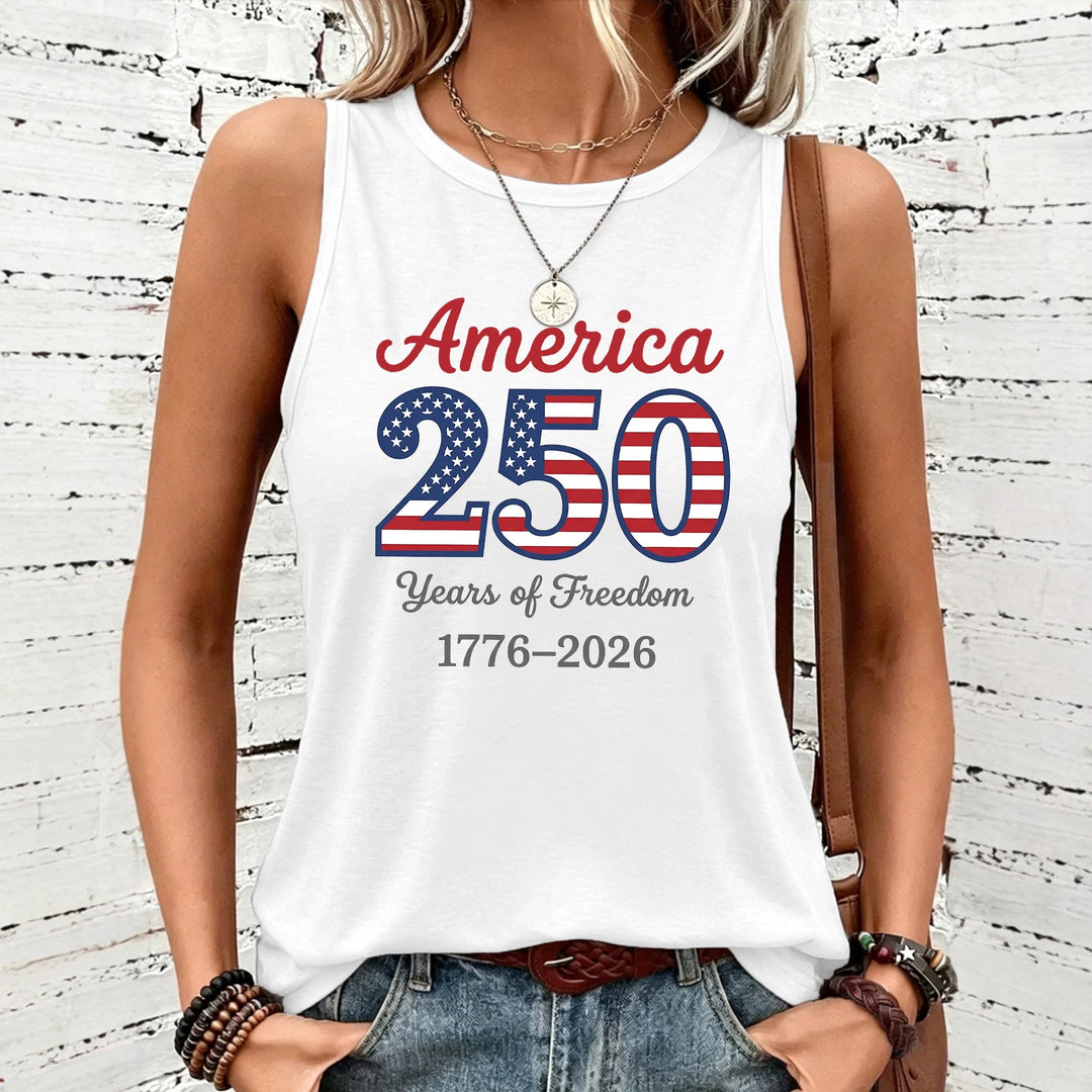 Women's nan sleeveless patriotic graphic tank top with soft modal-cotton blend and relaxed drape Bowlift