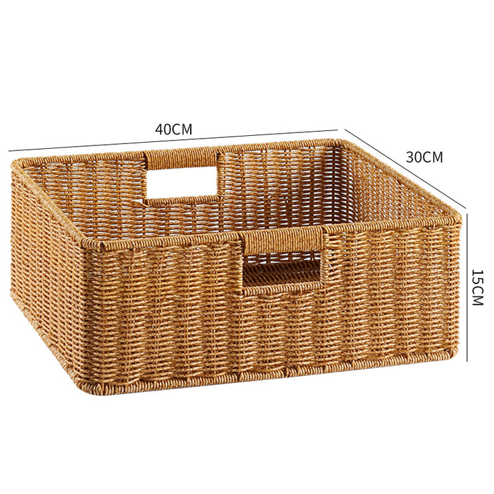 Handwoven Storage Basket with Cutout Handles Bowlift