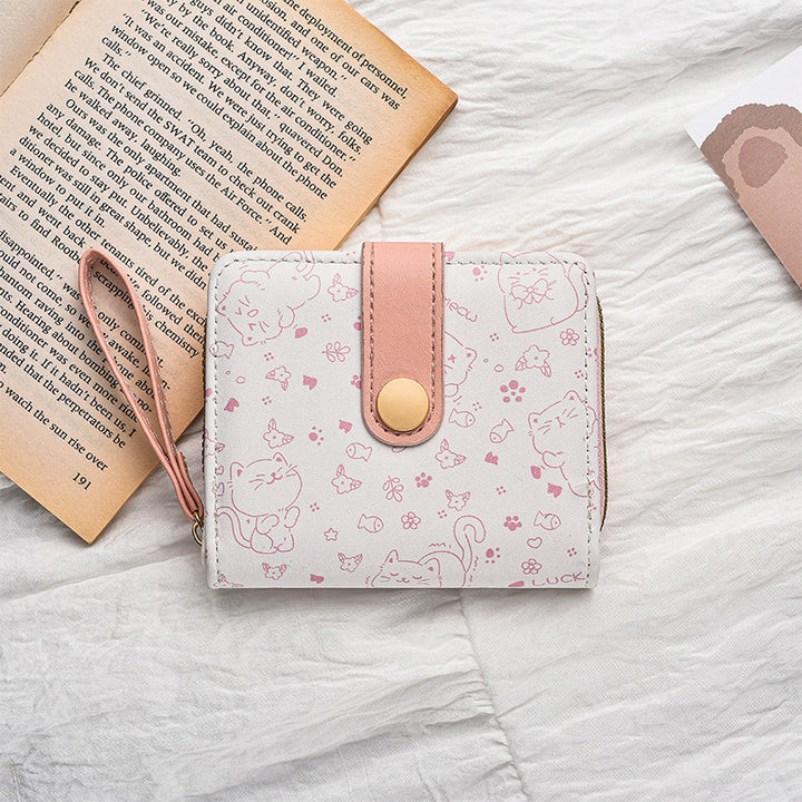 Cute Cat-Themed Zippered Coin Wallet Bowlift