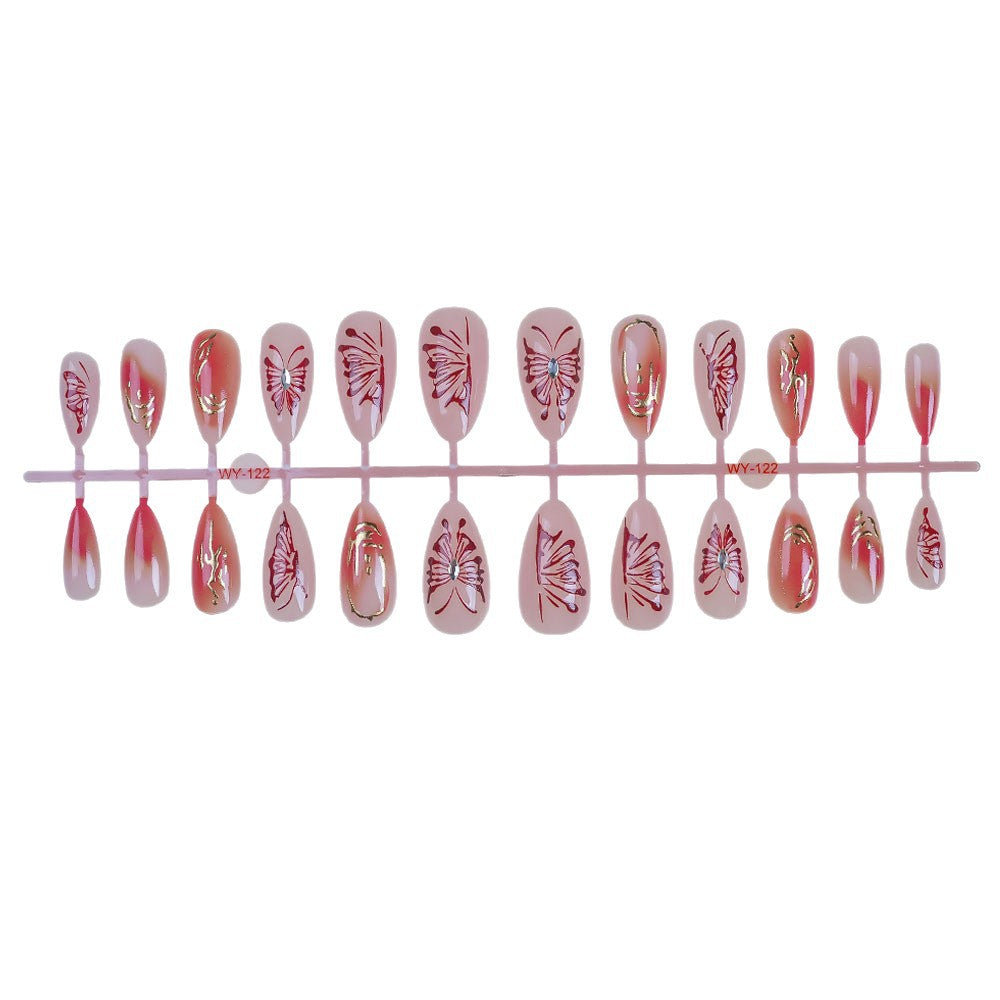 Elegant Hand-Painted Press-On Nail Art Bowlift