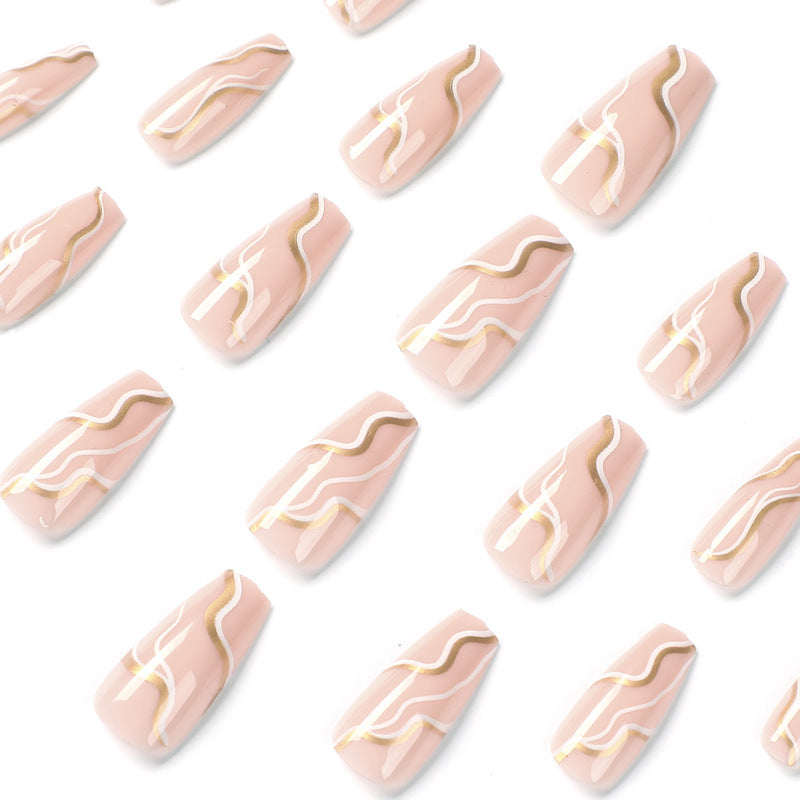 Artful Nail Extensions with Elegant Wave Design Bowlift