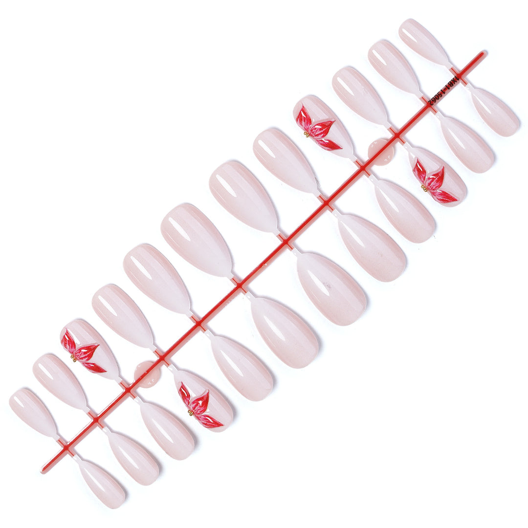 Artificial nail set with floral accents Bowlift