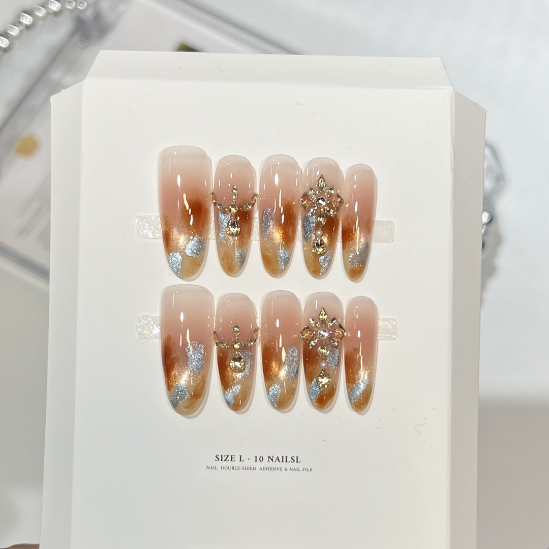 Decorative Stiletto Press-On Nail Set with Floral Designs Bowlift