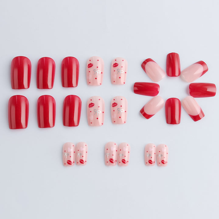 Decorative Love-Themed Press-On Nails Bowlift