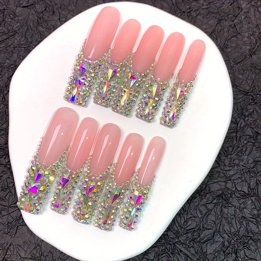 3D Decorative Press-On Nail Extensions with Sparkling Gem Accents Bowlift