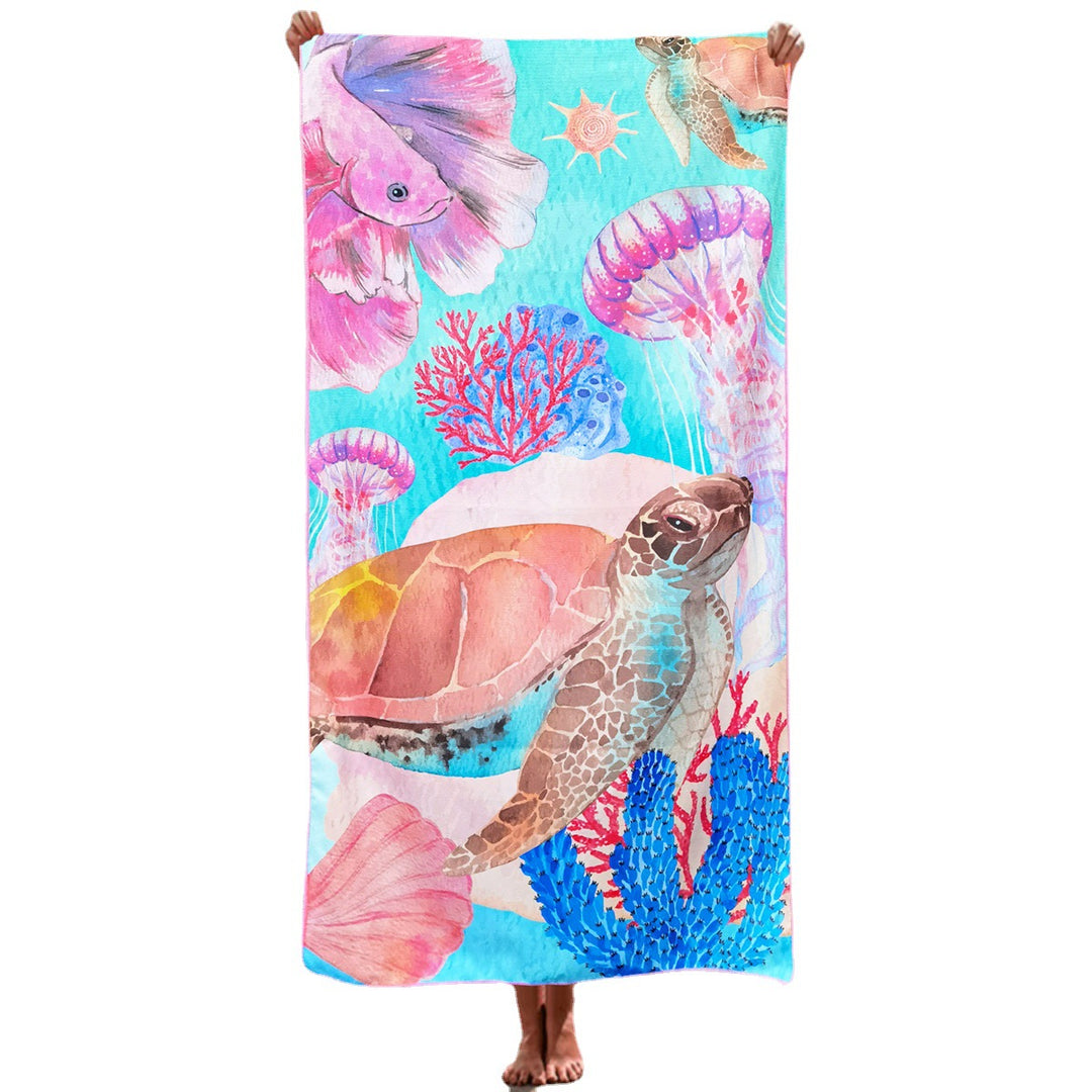 Beach towel with colorful underwater motif Bowlift