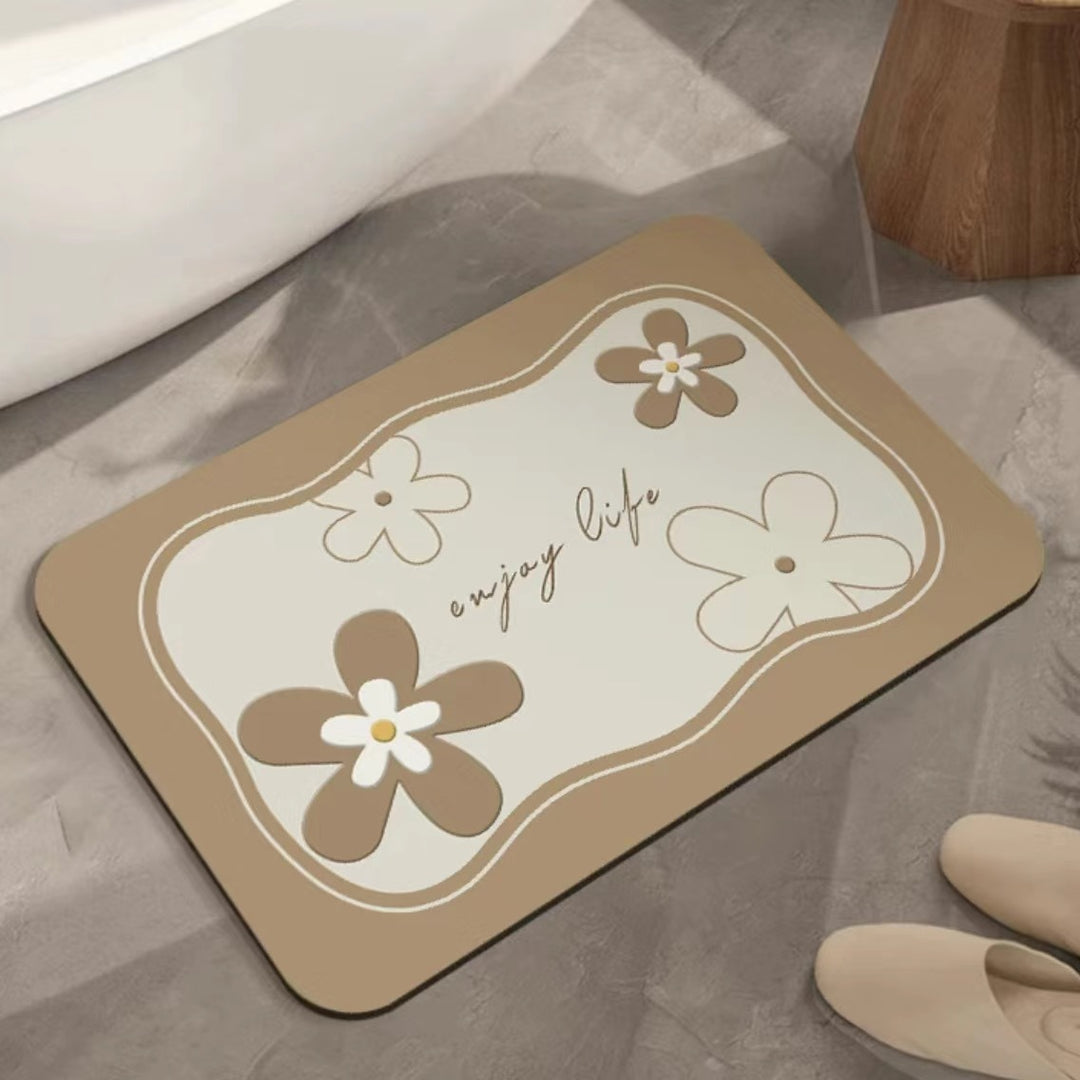 Artistic Floral Bath Mat Bowlift