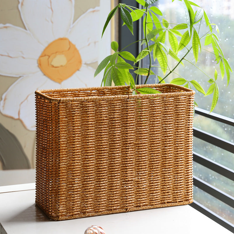 Rectangular Woven Storage Basket with Cut-Out Handles Bowlift