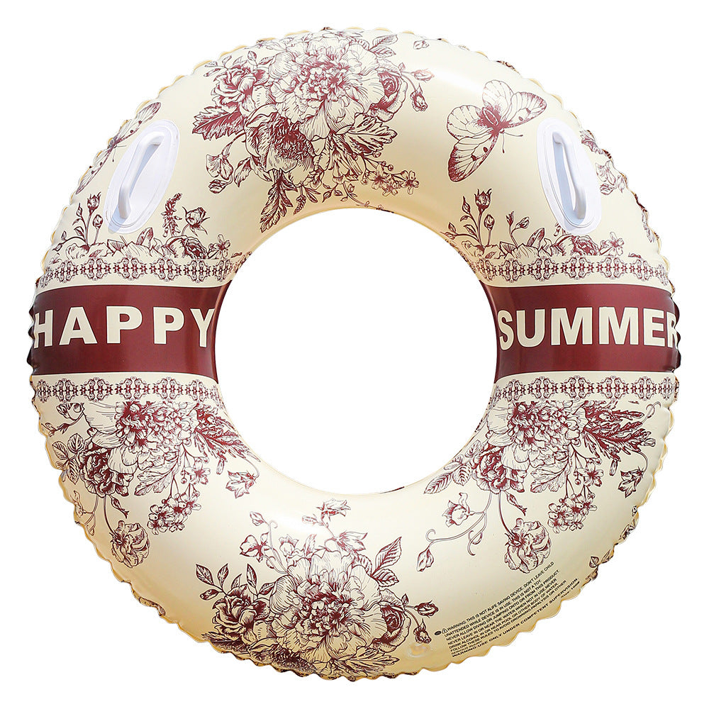 Unisex Elegant Swim Ring with Floral Motifs Bowlift