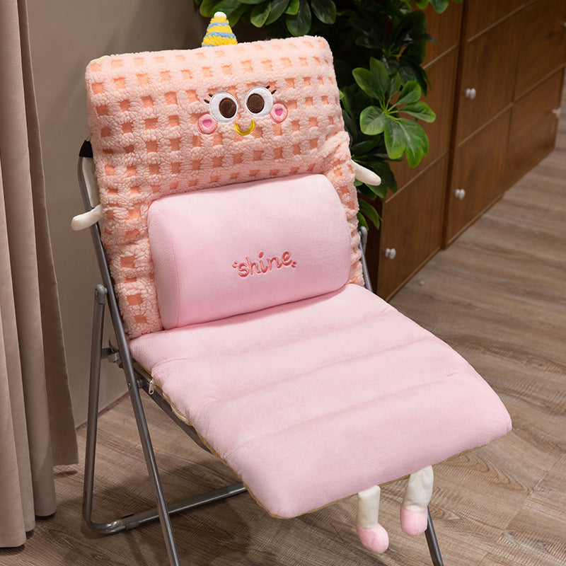 Plush seat cushion with ergonomic back support Bowlift