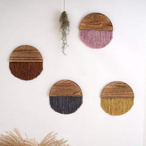 Macrame Wall Decor with Wooden Base Bowlift