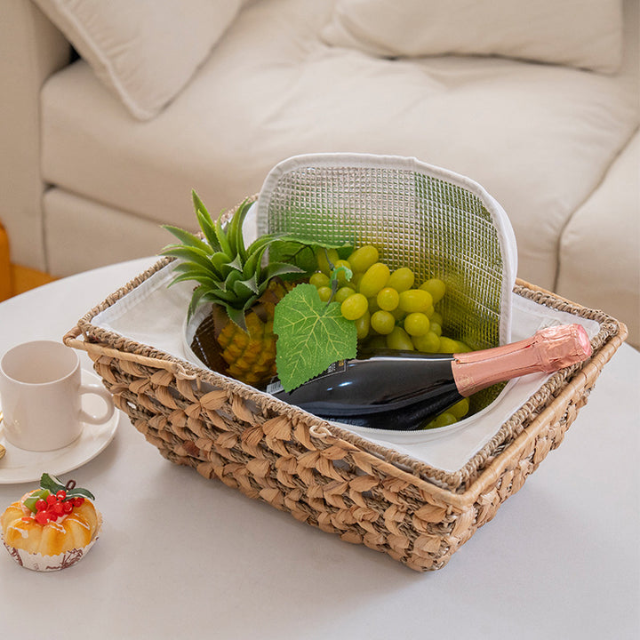 Decorative storage basket with removable cloth lid