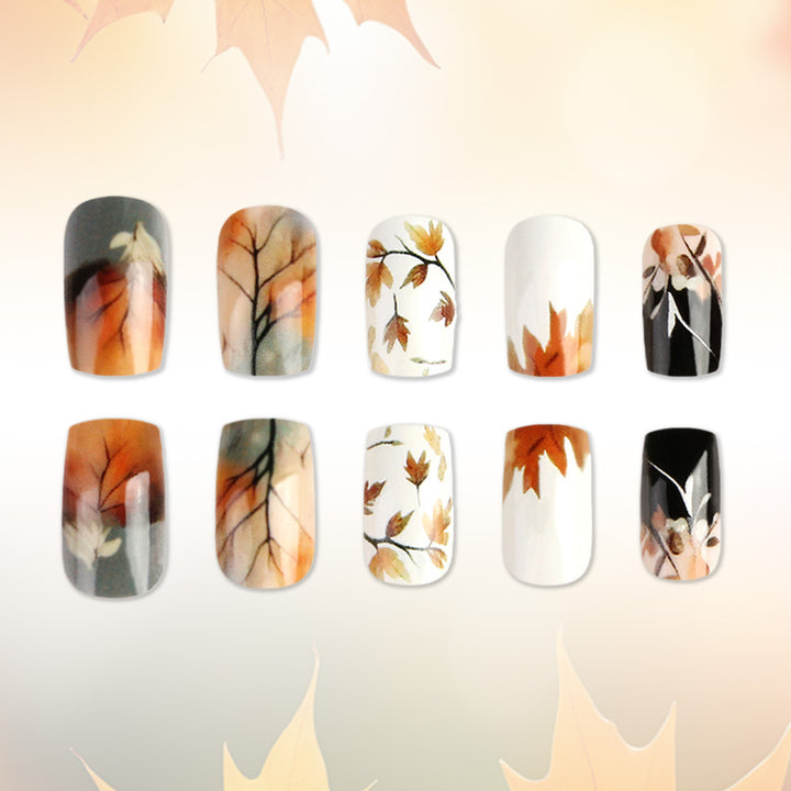 Artistic Fall-Themed Press-On Nails Bowlift