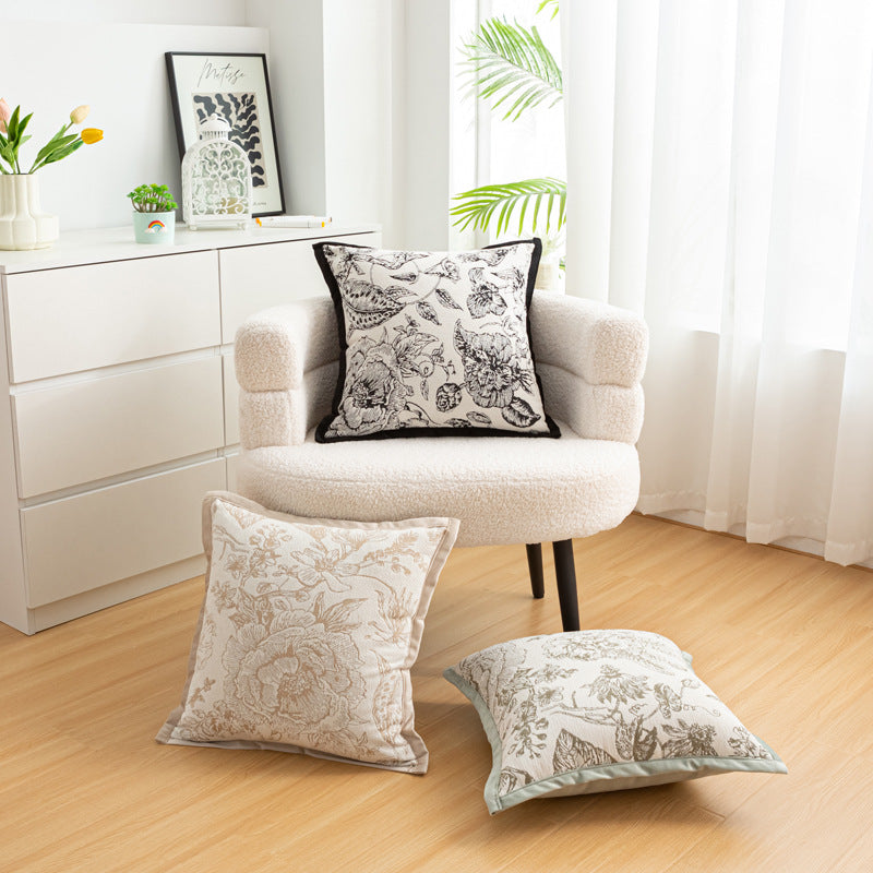 Embroidered Flower Pillow