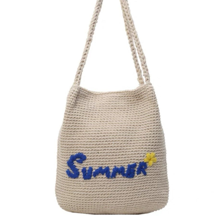 Hand-knotted shopping bag with cheerful summer design Bowlift