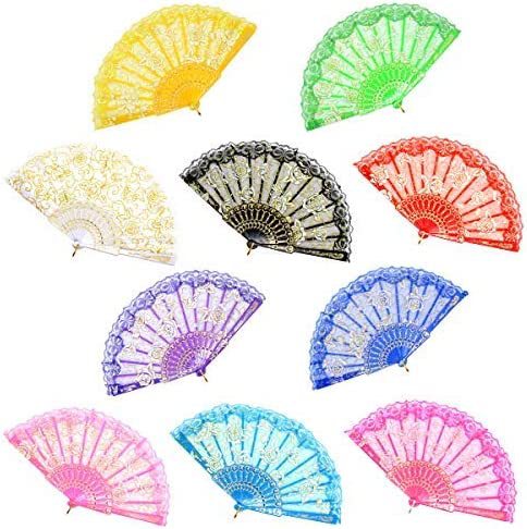 Women decorative fan with floral lace motifs Bowlift