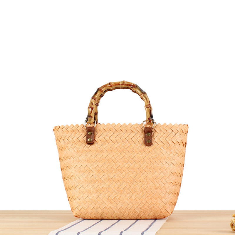 Braided handbag with high-quality bamboo handle Bowlift