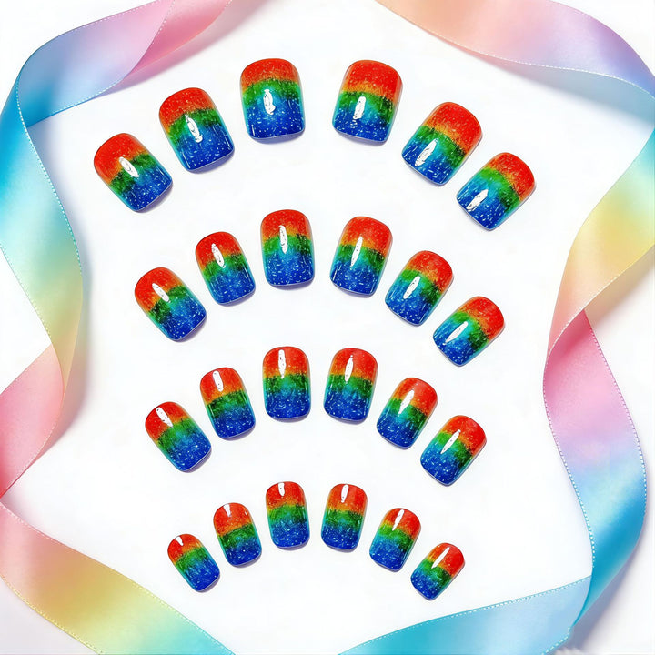 Creative Gradient Colorful Nail Art with Glitter Effects Bowlift