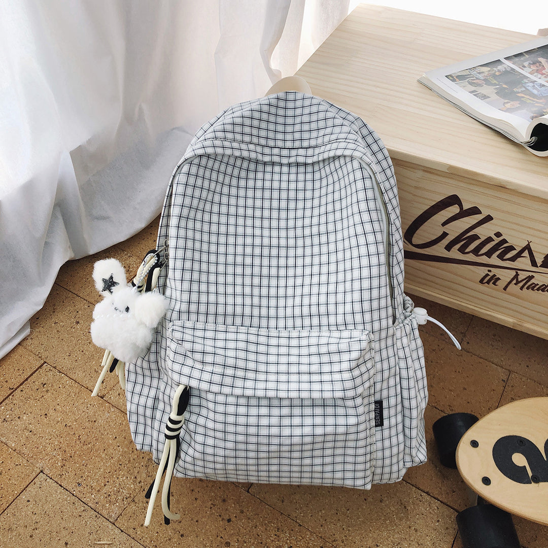 Checked Pattern Canvas Backpack