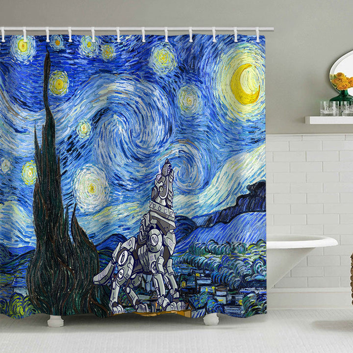 Artistic Dog Illustration Shower Curtain Bowlift