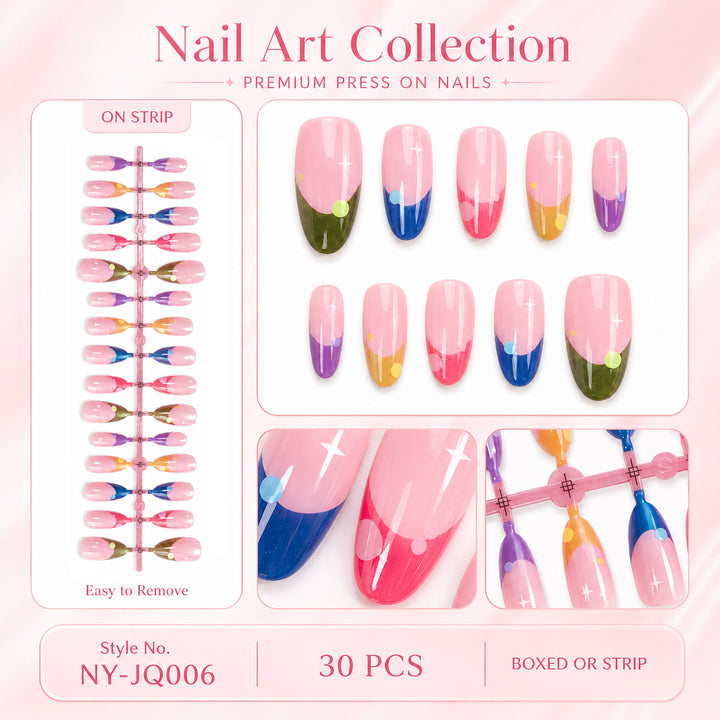 Premium Press-On Nails with Metallic Shine Bowlift