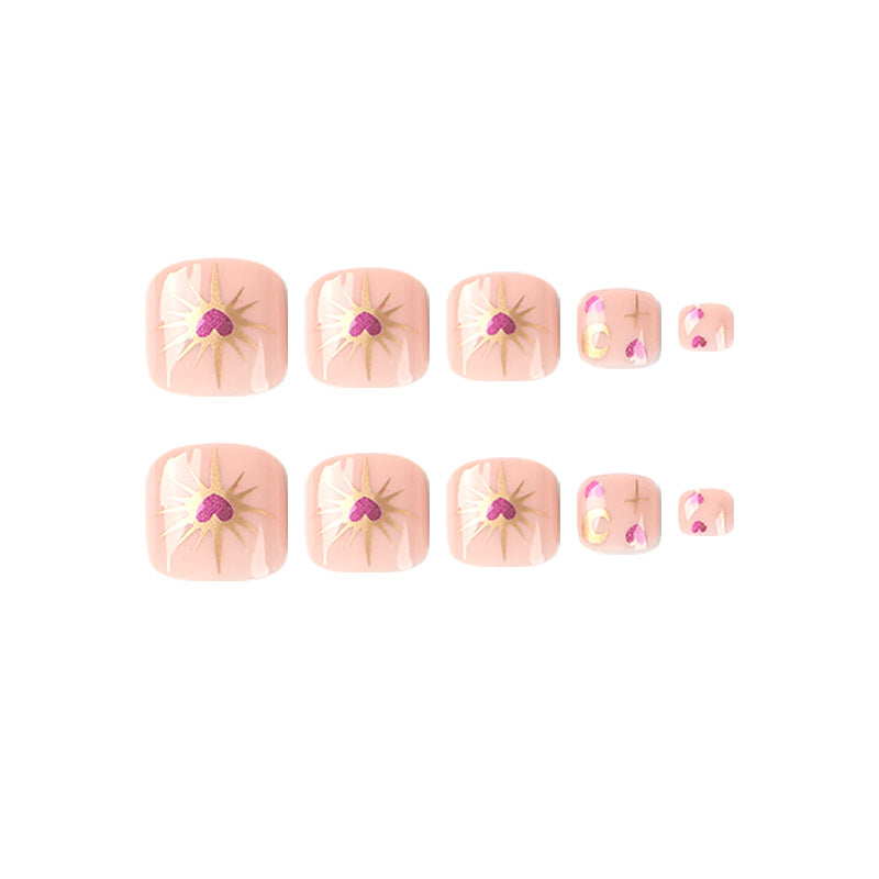 Artistic toenail art with heart and flower design Bowlift