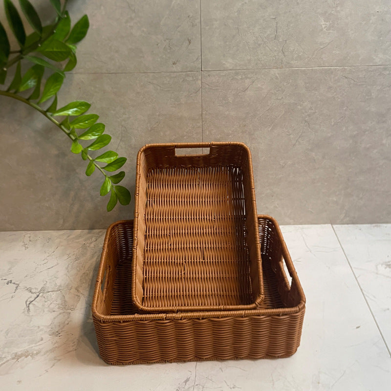 Handcrafted Rectangular Woven Storage Basket Bowlift