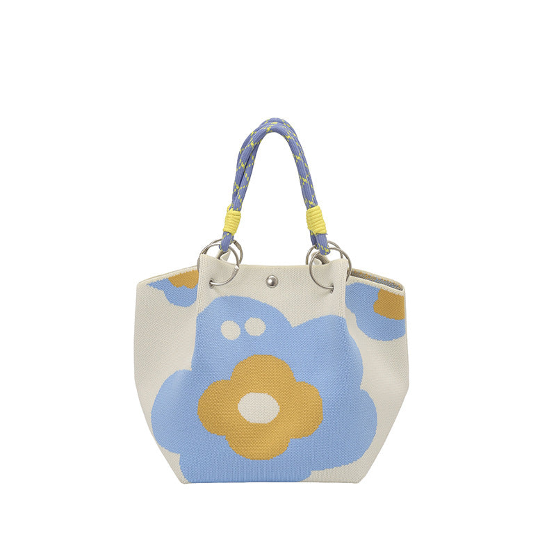 WoFloral Print Textured Handbag Bowlift