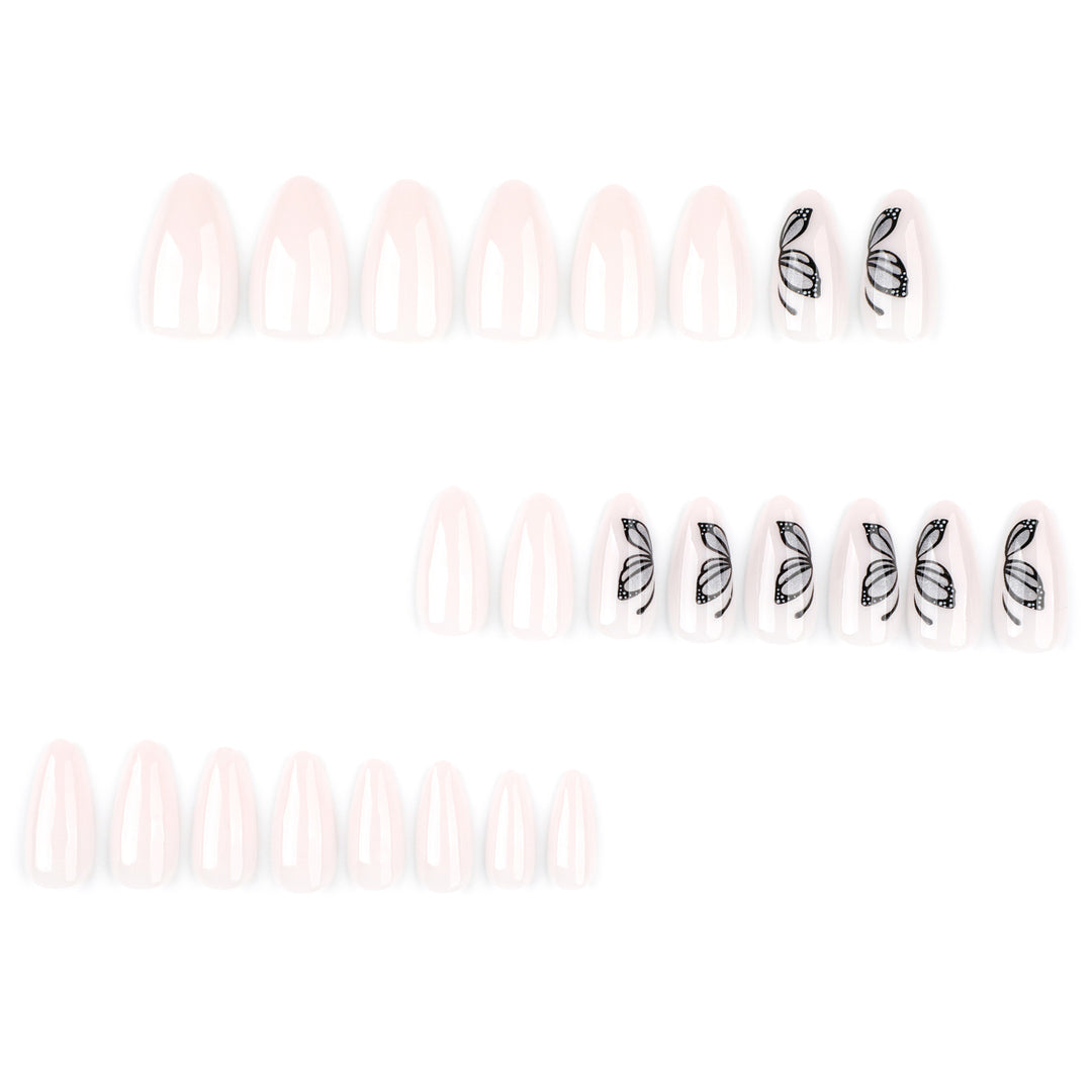 Artful nail extensions with delicate butterfly design Bowlift