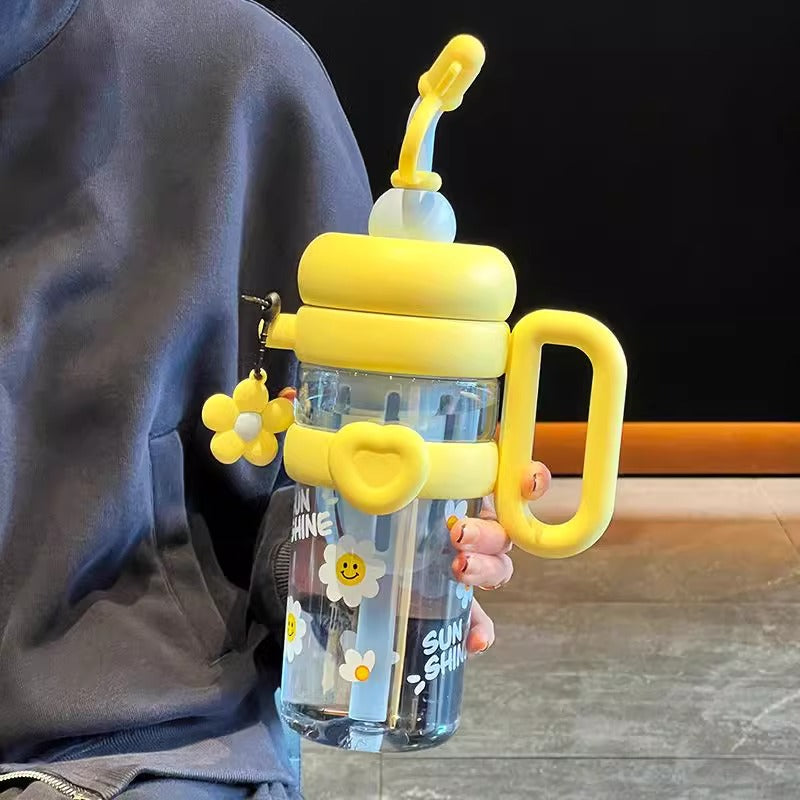 Unisex Water Bottle with Refillable Straw Bowlift