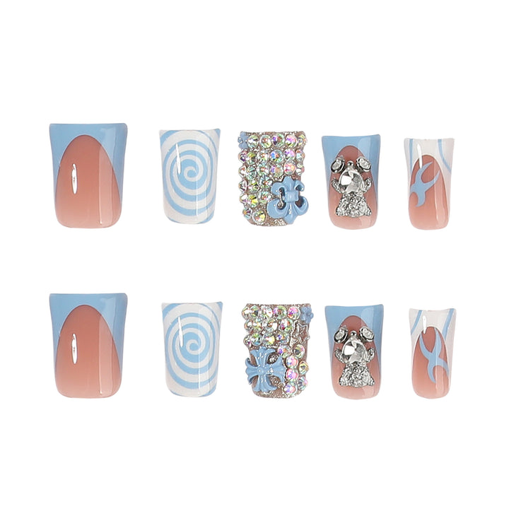 Artful nail art with cute animal motifs and glitter accents Bowlift