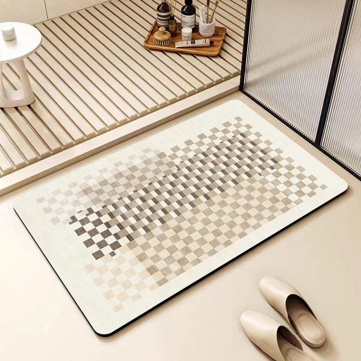Non-Slip Geometric Pattern Bathroom Mat Bowlift