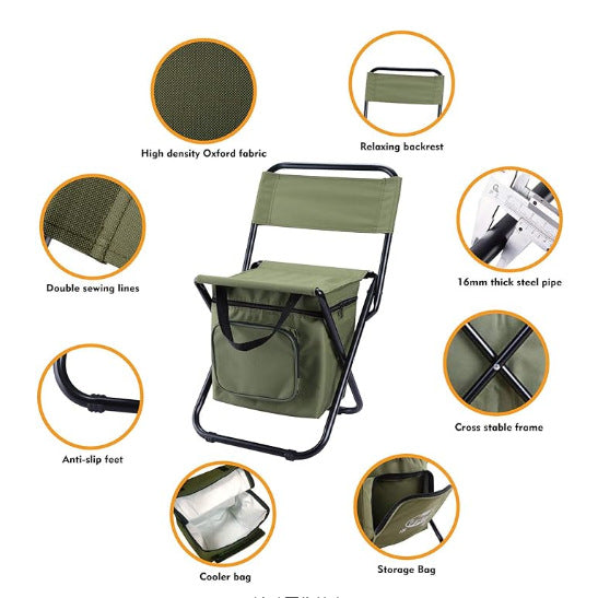 Unisex Folding Chair with Insulated Cooler Bag Bowlift