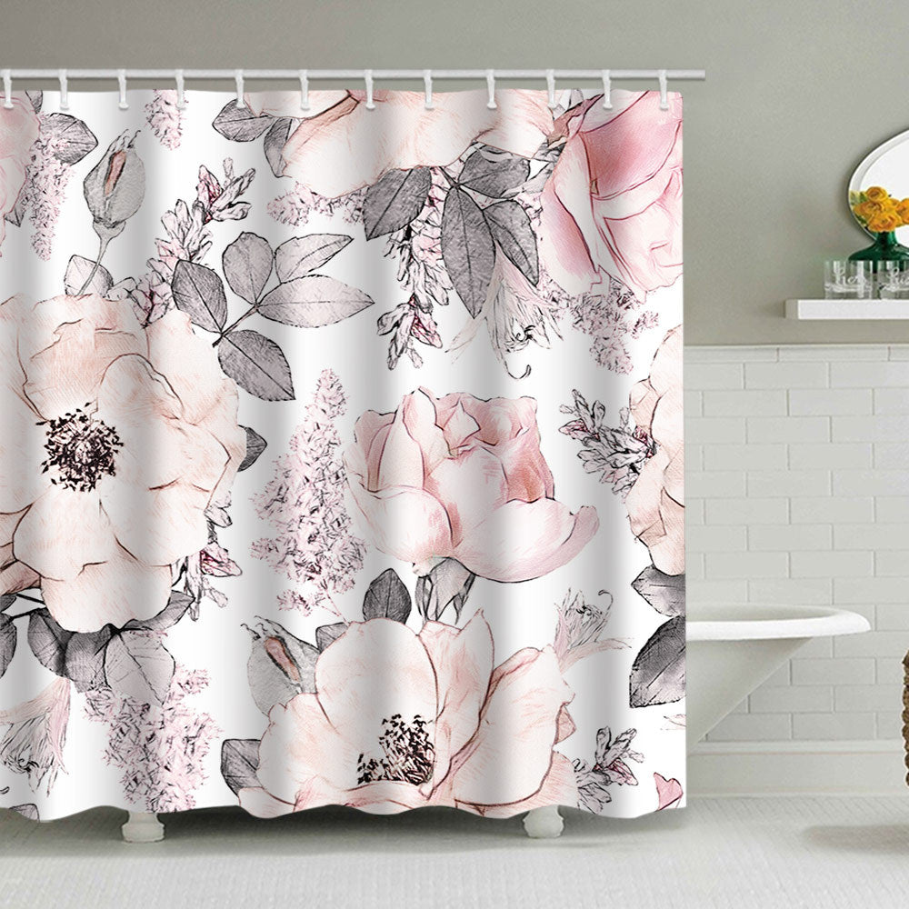 Floral Print Shower Curtain Bowlift
