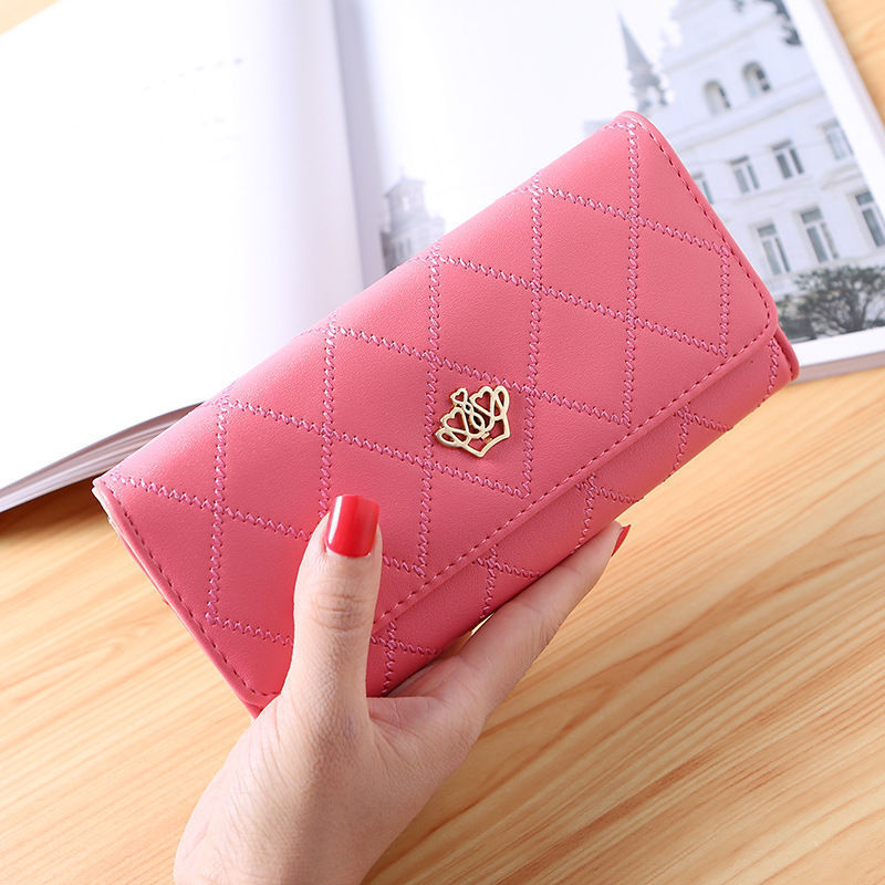 Quilted Long Wallet Clutch with Card Organizer and Coin Compartment Bowlift