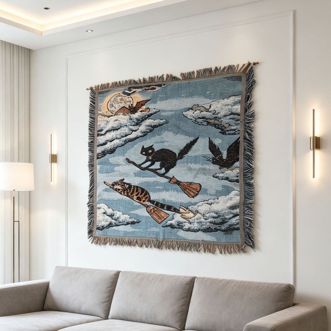 Fringed Landscape Wall Tapestry