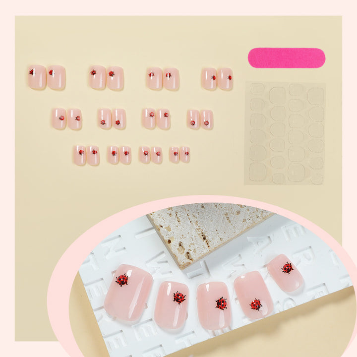 Artistic Ladybug Design Press-On Nail Set Bowlift
