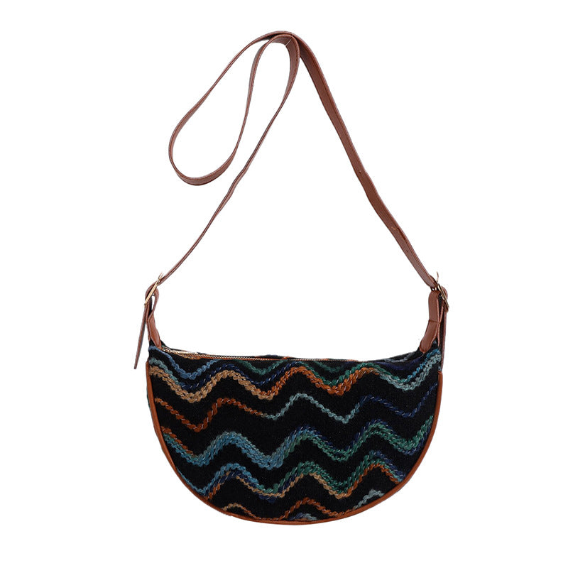 Vintage-Inspired Woven Crossbody Bag Bowlift