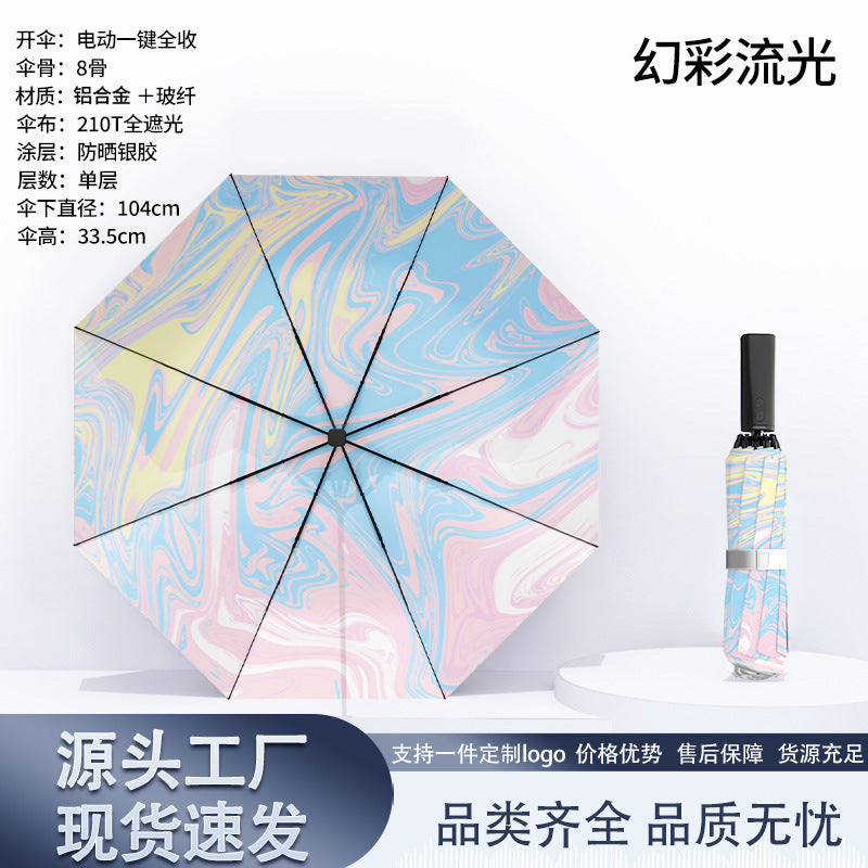Women's automatic folding umbrella with marbled design Bowlift